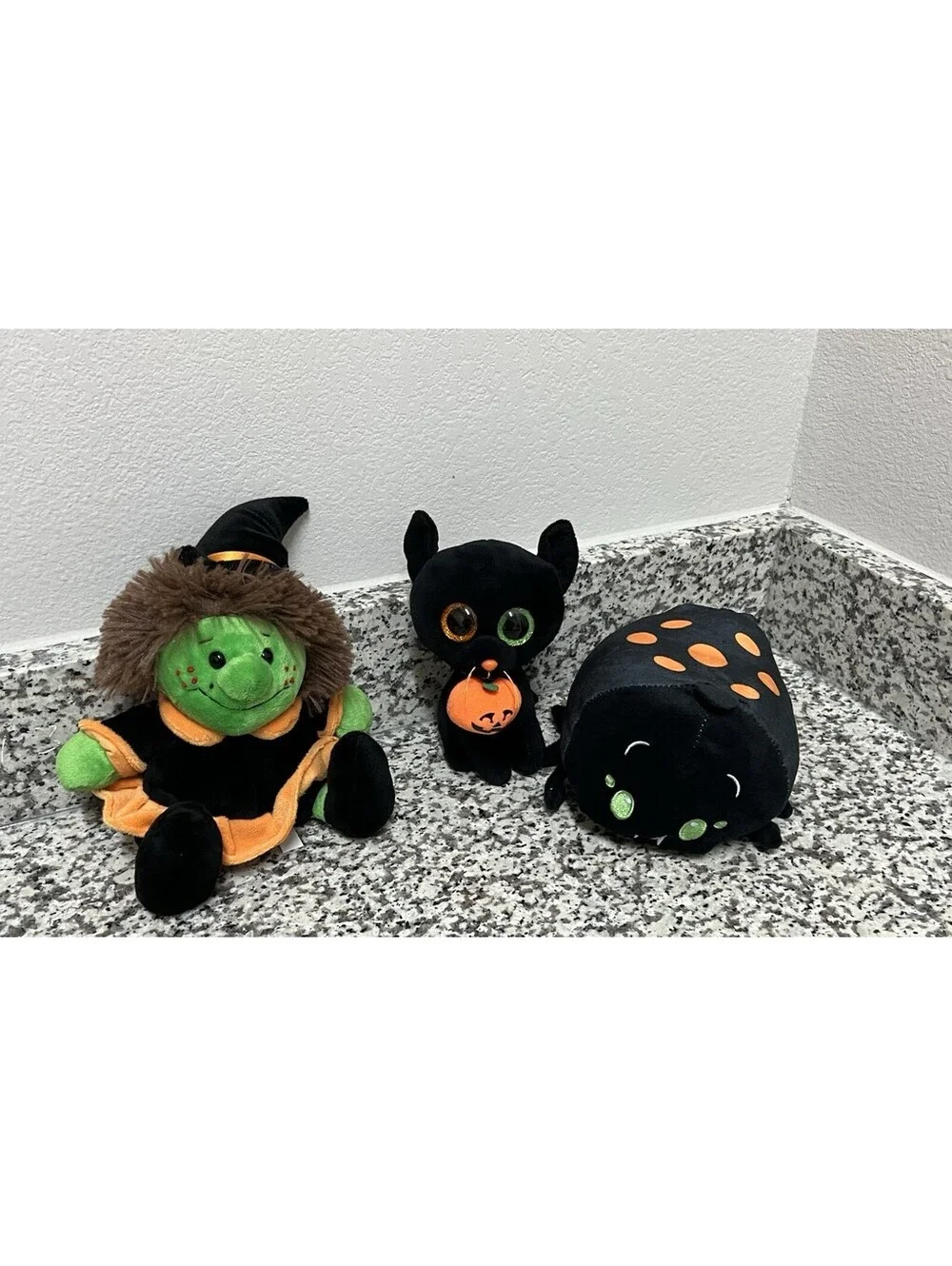 Lot of 3 Halloween Plush Toys Witch Cat